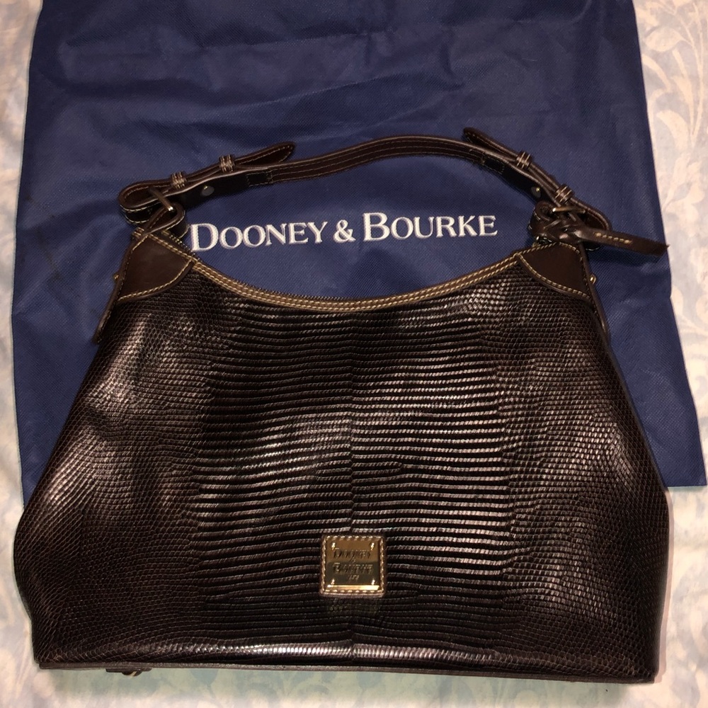Dooney & Bourke Lizard-Embossed Leather Hobo Purse